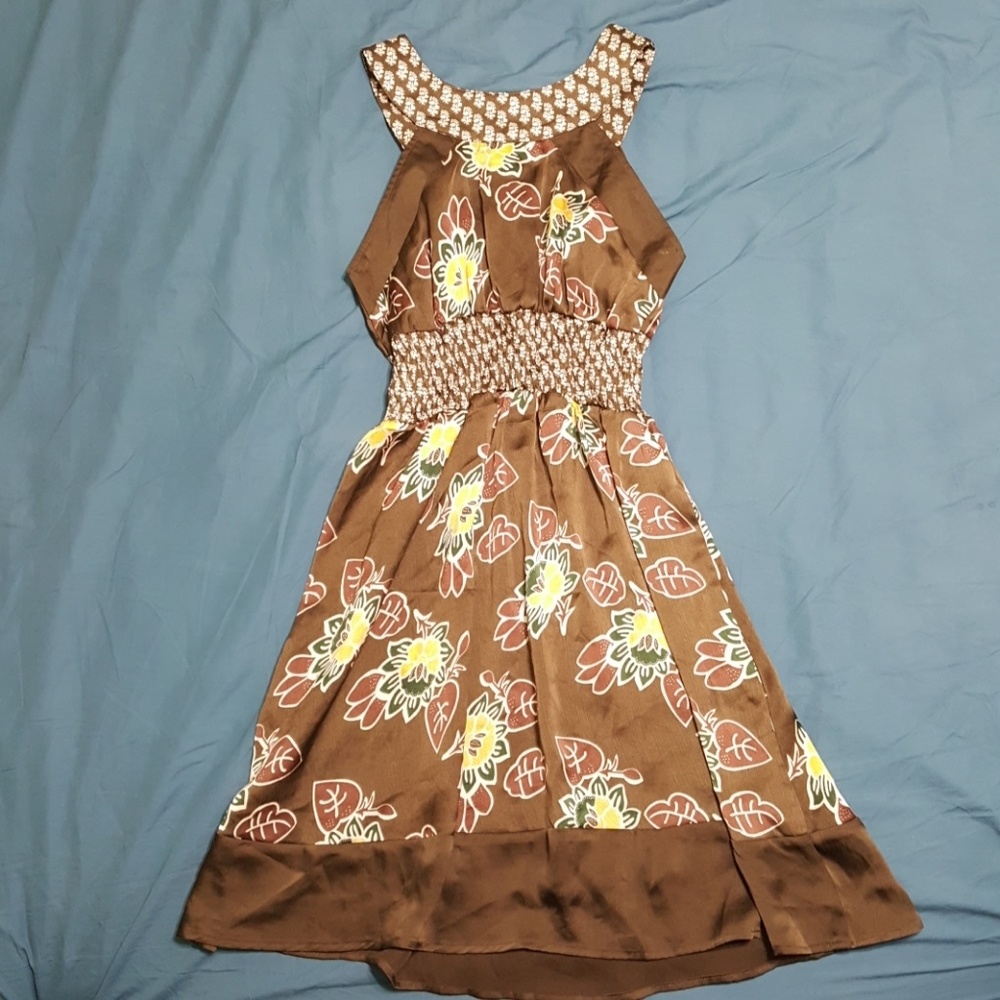 Brown Floral Print Dress