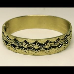 VintageWhiting & Davis Gold Ornate Bangle Bracelet