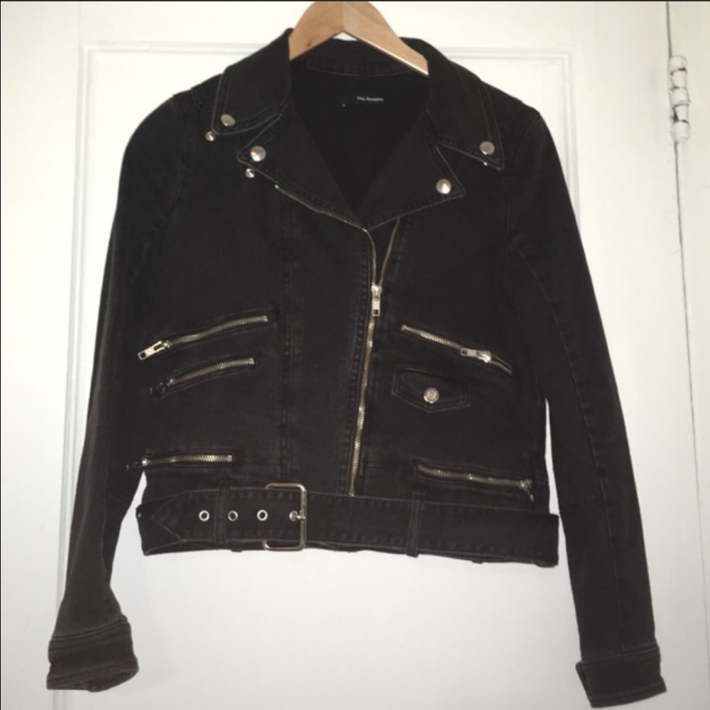 The Kooples Denim Moto Jacket