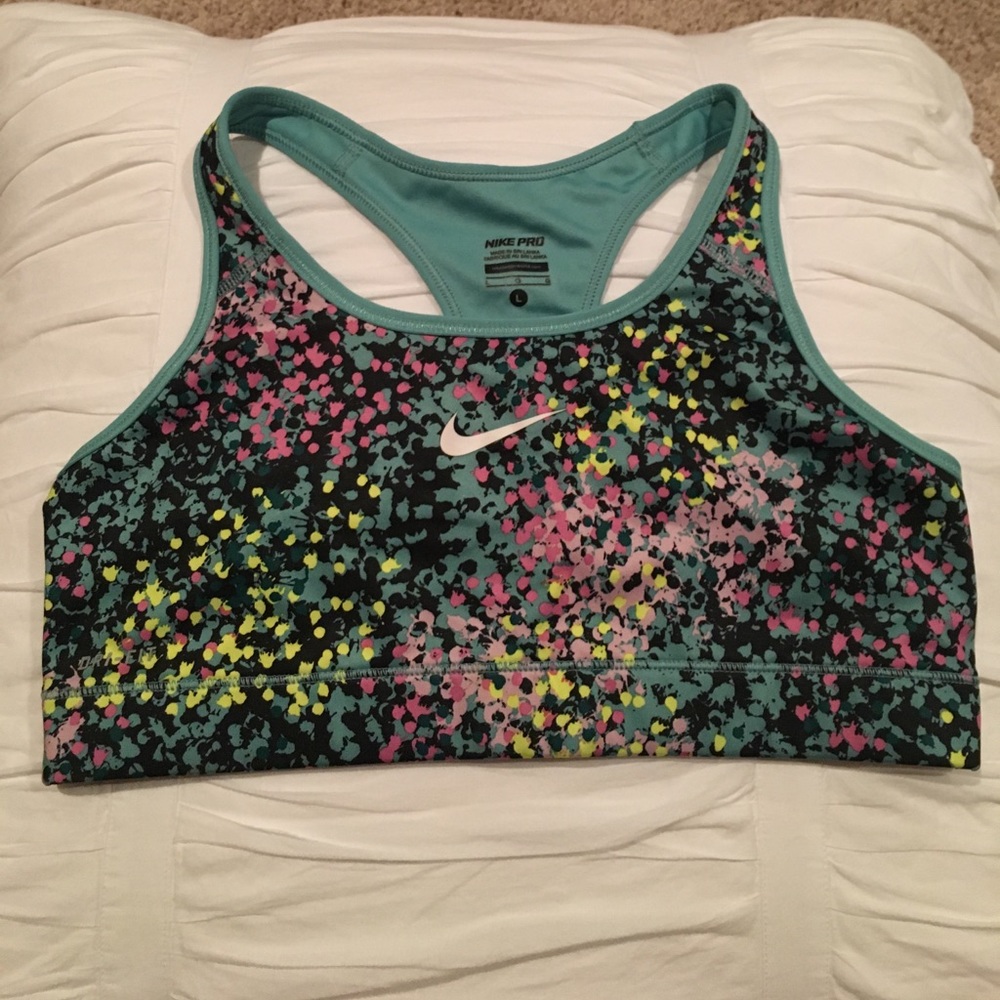 Women's multi colored Nike Pro dry-fit sports bra