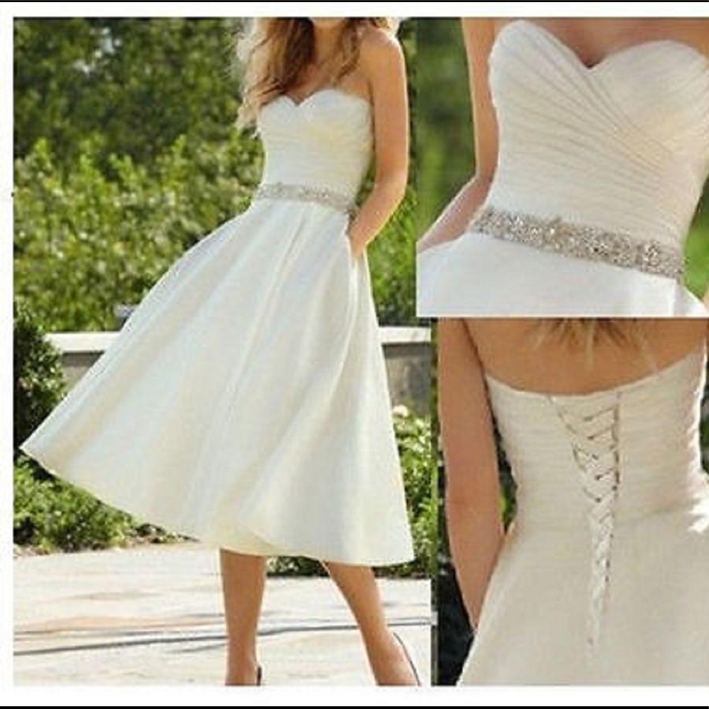 Short Sweetheart Tea Length Bridal Gown