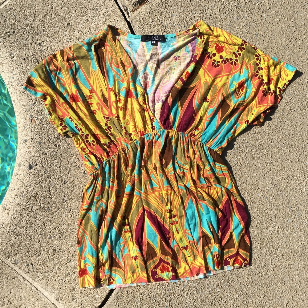 Psychedelic T-Bags deep-v top with empire waist!