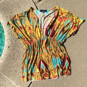 Psychedelic T-Bags deep-v top with empire waist!