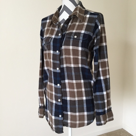 Urban Pipeline Tops - Urban Pipeline Brown Navy Flannel Top Size XL