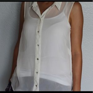 Cream Sleeveless Blouse