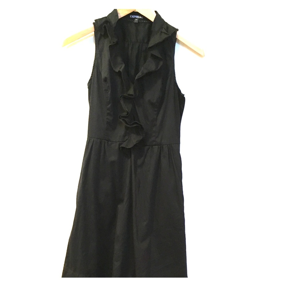 Express black dress with ruffle front