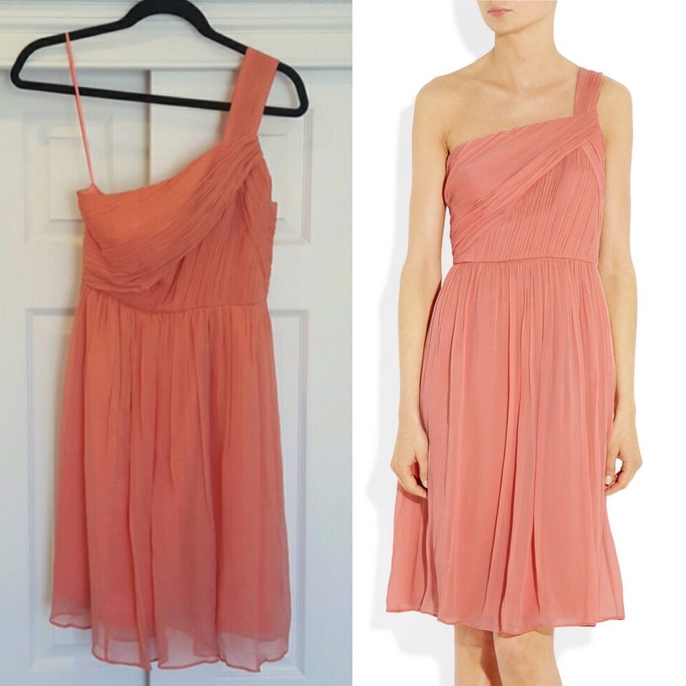 J. Crew Silk Chiffon Lucienne Dress - Bright Coral