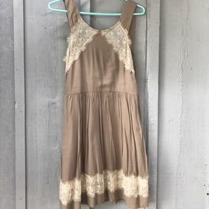 Free people lace dress cream and light brown