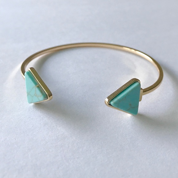 Triangle Turquoise Marble Gold Bracelet Jewelry - Picture 2 of 5