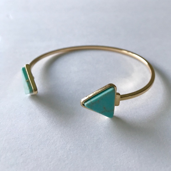 Triangle Turquoise Marble Gold Bracelet Jewelry - Picture 3 of 5