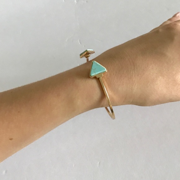Triangle Turquoise Marble Gold Bracelet Jewelry - Picture 4 of 5