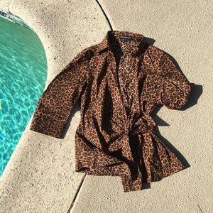 Leopard print Express collared wrap blouse!