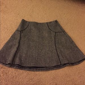 Grey and leather trim mini skirt