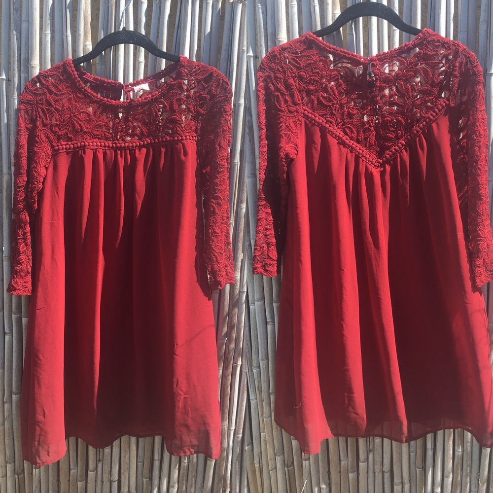 Lovely Maroon Lace Mini Dress