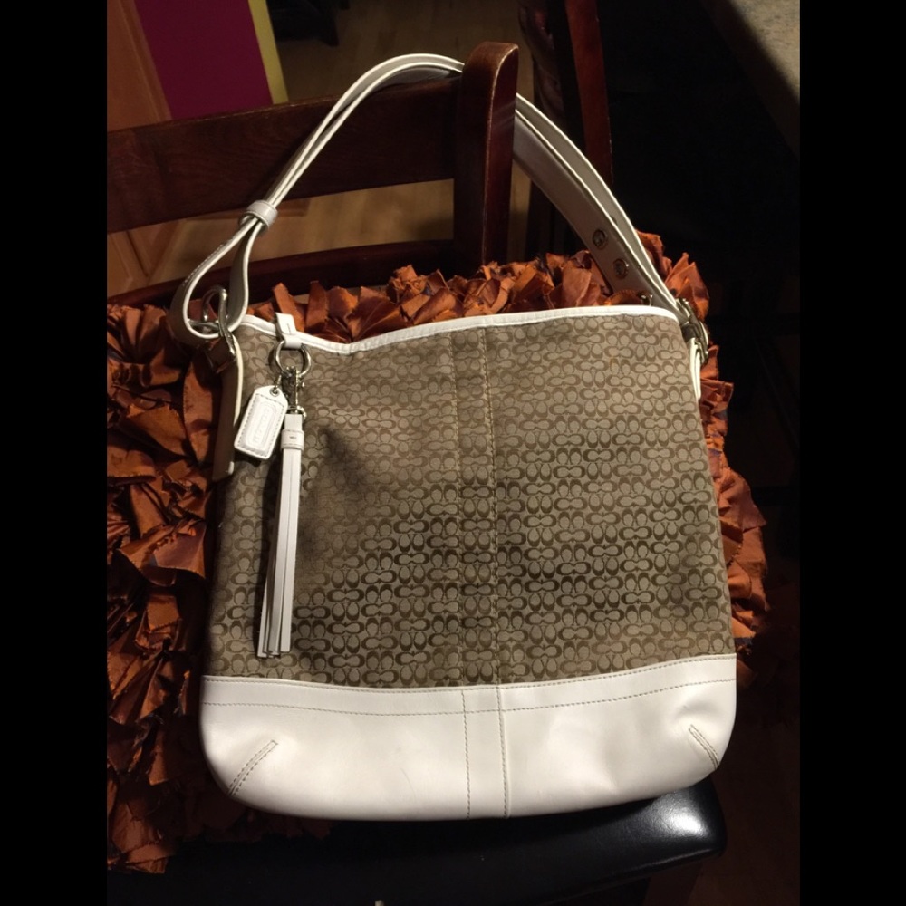 Coach signature leather tote shoulder bag