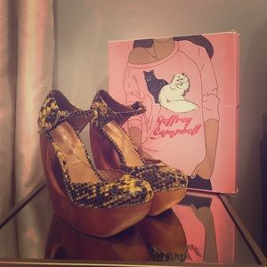 Jeffery Campbell Rock-Play in Mustard Black Snake