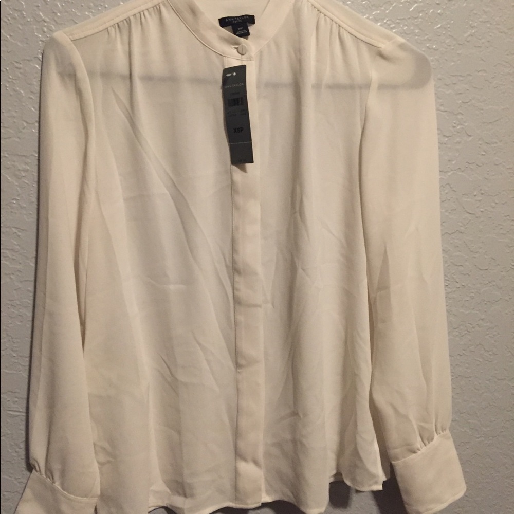 Ann Taylor cream sheet blouse