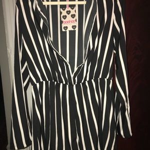 Striped Shirt Playsuit - Black - Uk size 10