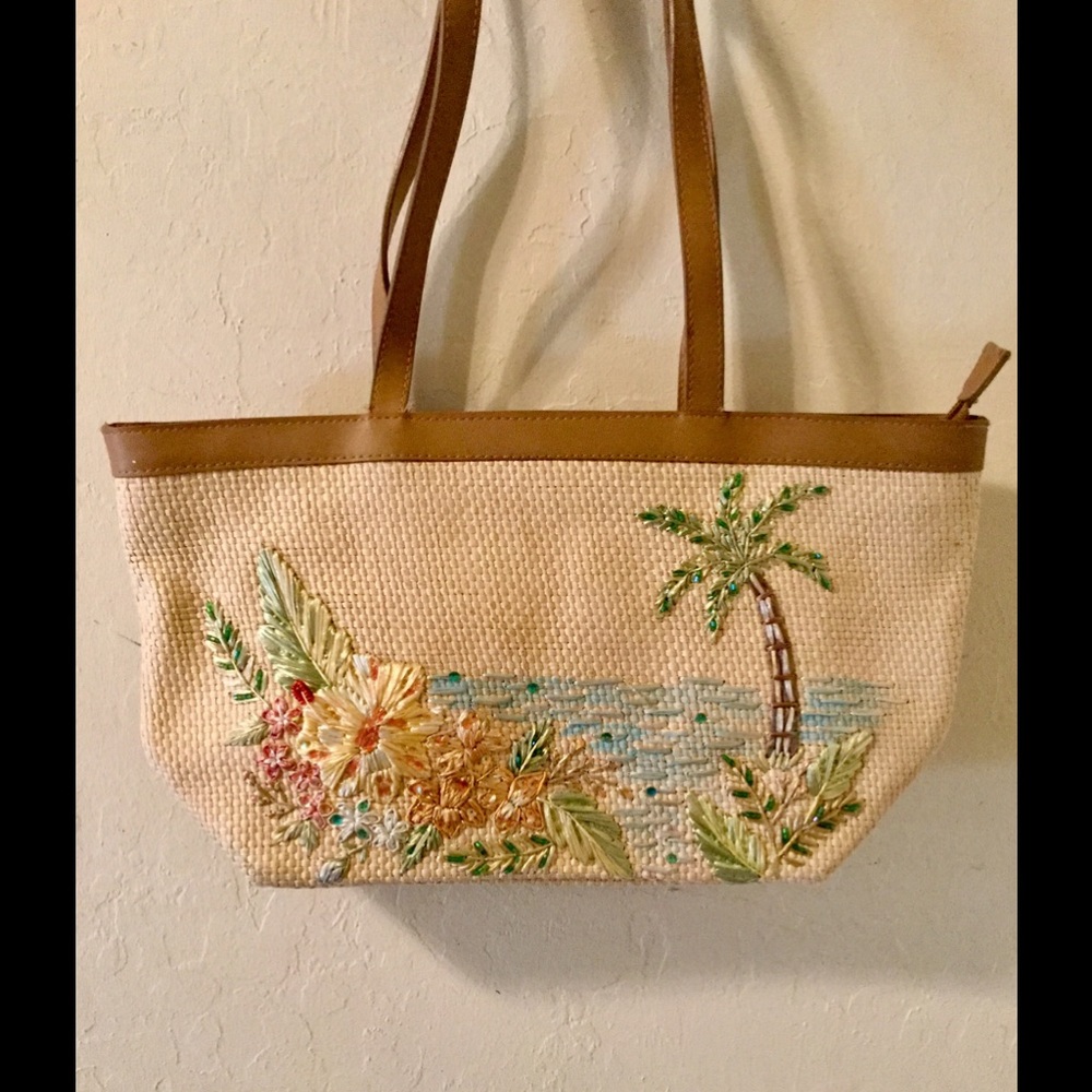 Cappelli straw embroidered sequin beach bag