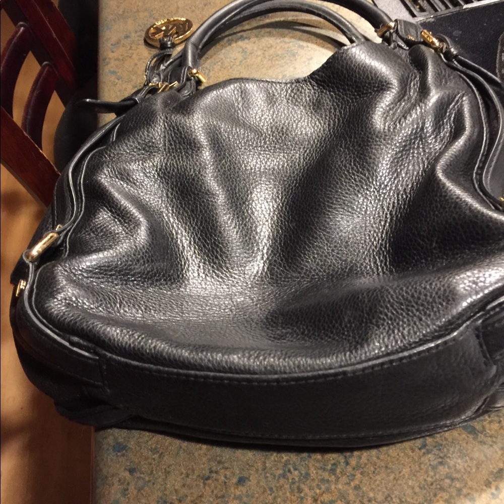 Michael Kors black pebbled leather shoulder bag