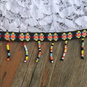 Pinka: Cold shoulder beaded lace top (M)