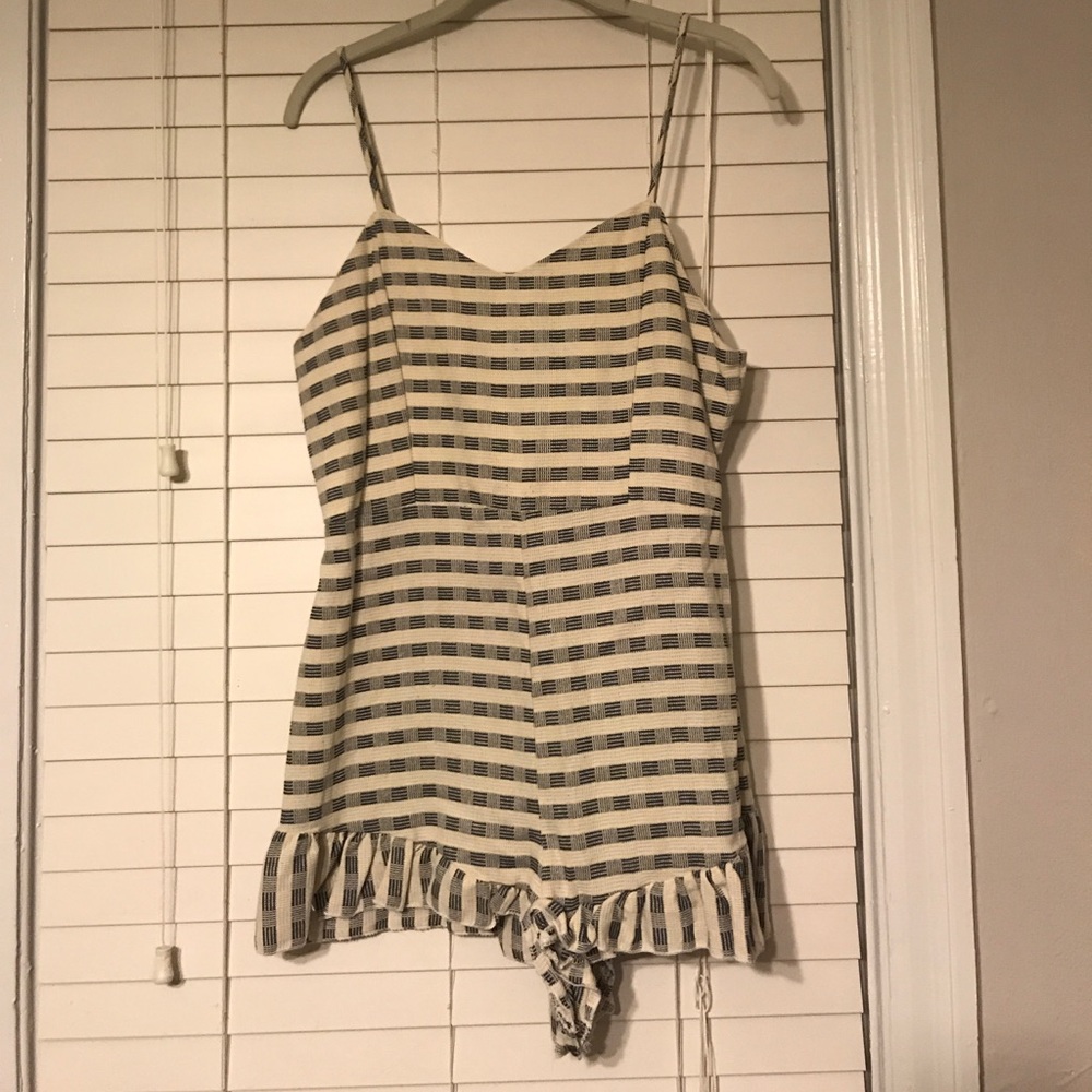 Blue and white romper