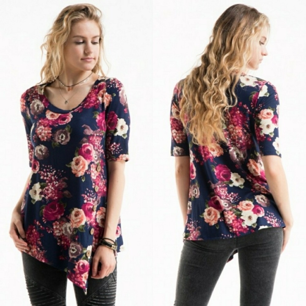 Floral asymmetrical tunic