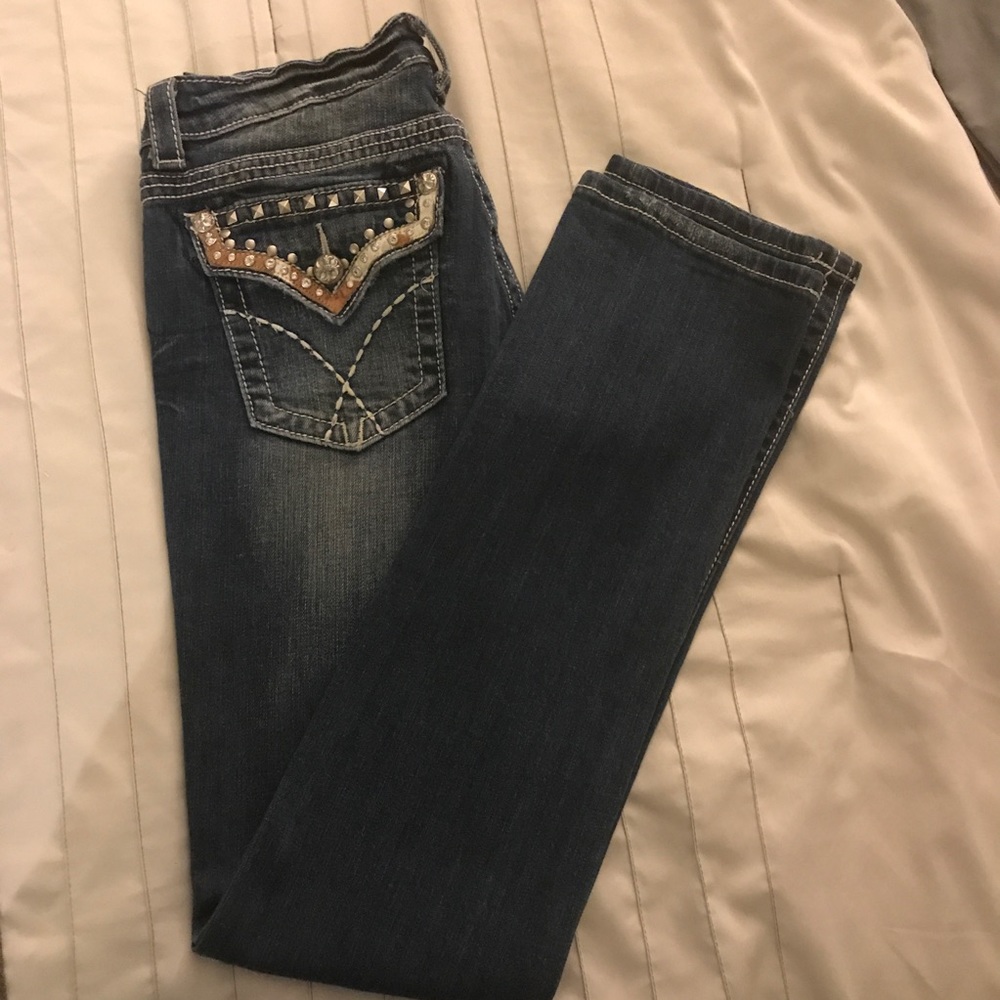 Miss me jeans with cowhide