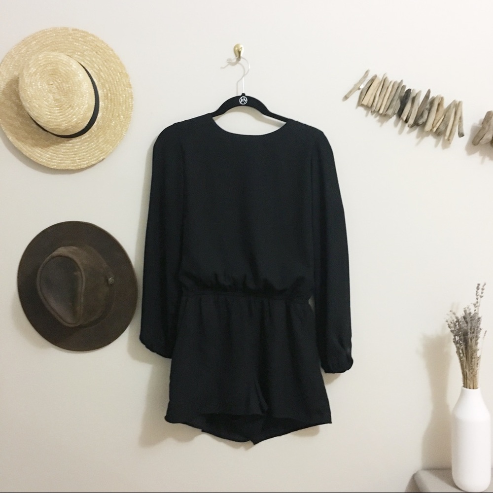 Black Long Sleeved Romper