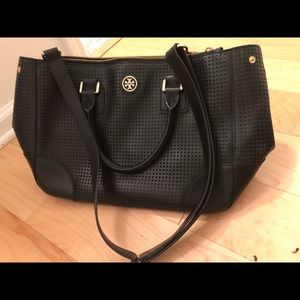tory burch robinson perforated bag black
