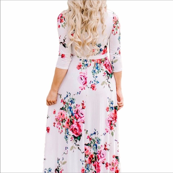 White flowery wrap maxi dress - Picture 4 of 6