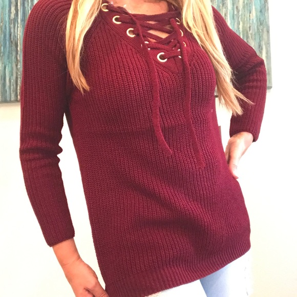 ☕️Lace Up Sweater ❄️ Sale - Picture 2 of 3
