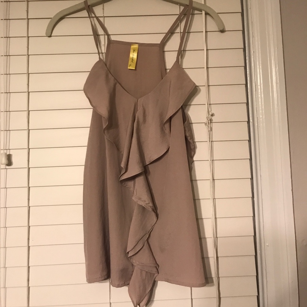 Champagne colored ruffle tank