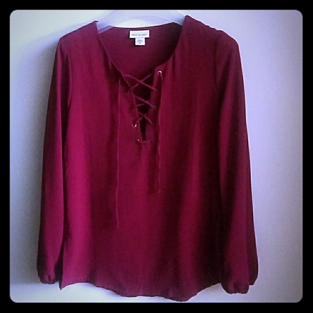 Long sleeve _wine color blouse _S_