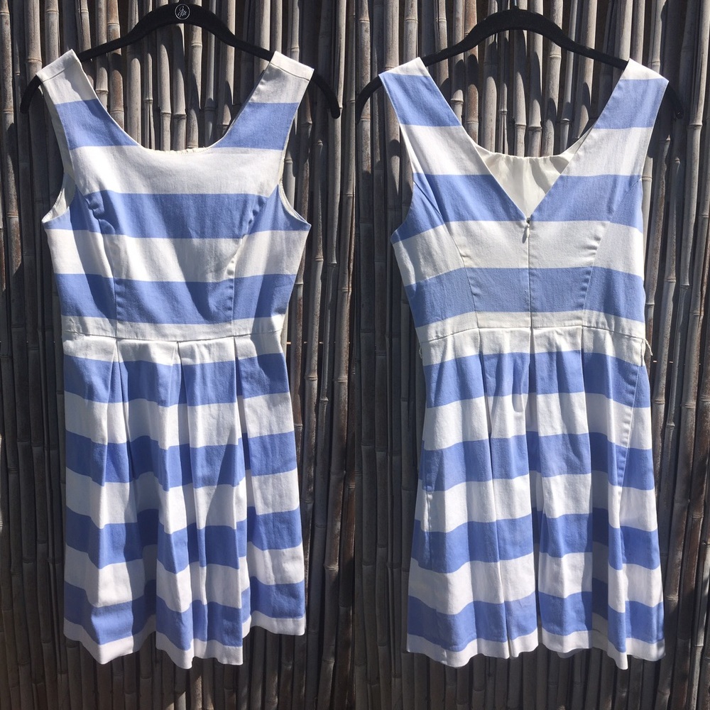 Baby Blue and White Striped Tailored Dress
