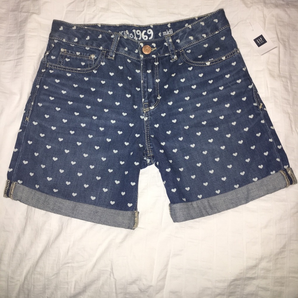 Gap 1969 Girls' Midi Shorts with Hearts-NWT 16slim