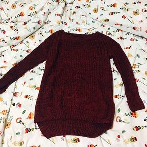 Wine red Crew Neck Sweater