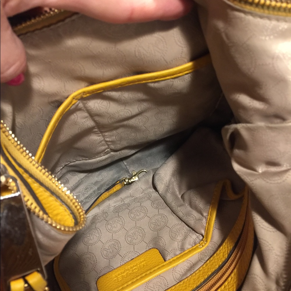 Michael Kors yellow leather pebbled bag