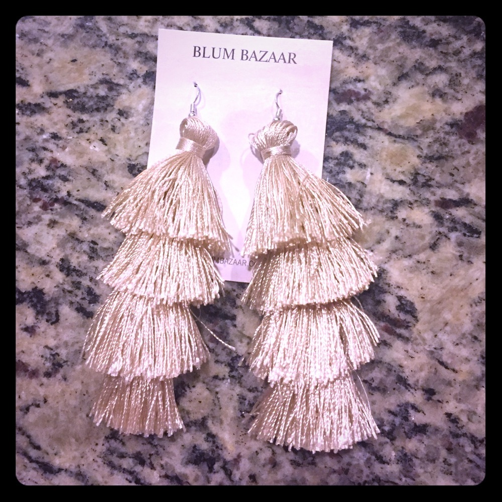 Four tier tassel earrings