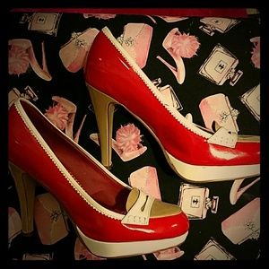 Red and cream heels