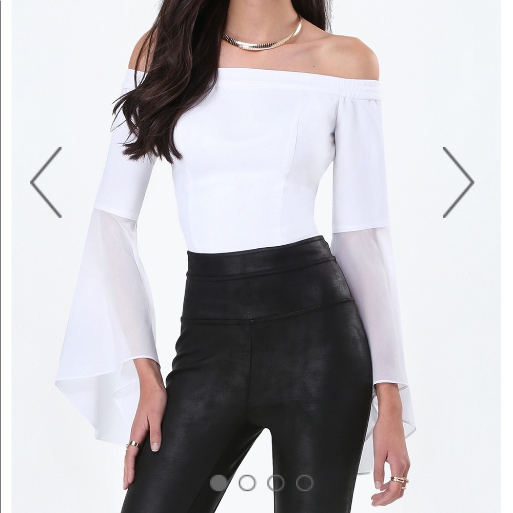 BEBE Exposed Shoulder Bell Sleeve. NWT