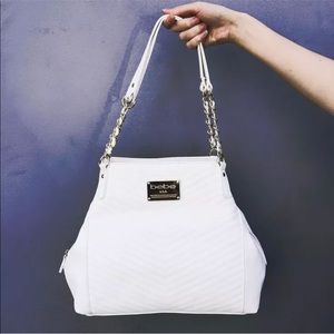 White Quilted Large bebe Tote