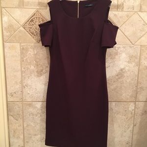 Beautiful burgundy off the shoulder dress.