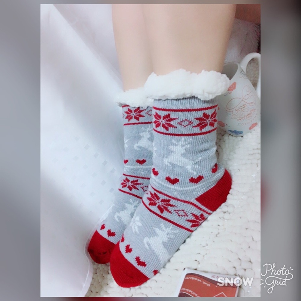 Winter Raindeer Slipper Socks