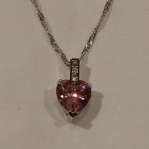 Pink heart pendant necklace