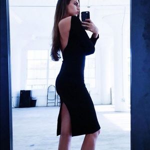 Backless Black Midi Dress