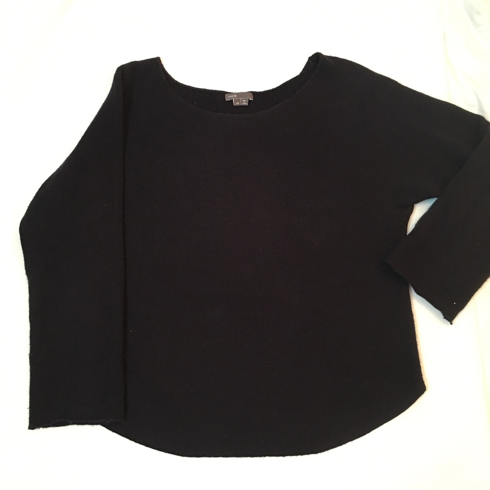 VINCE Black Crew Neck Sweater Wool/Cashmere SOFT