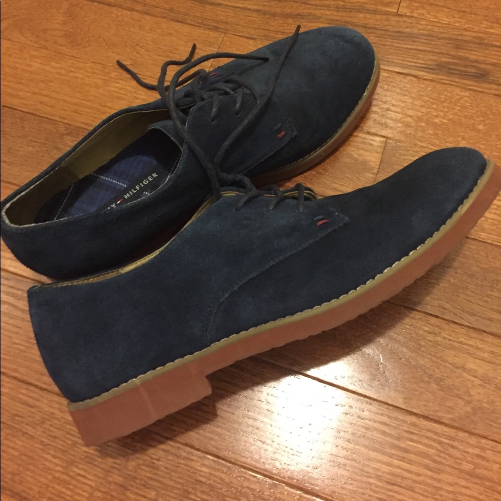 8.5 Tommy Hilfiger Navy Suede Loafers