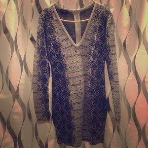 Black, white and silver Bebe dress