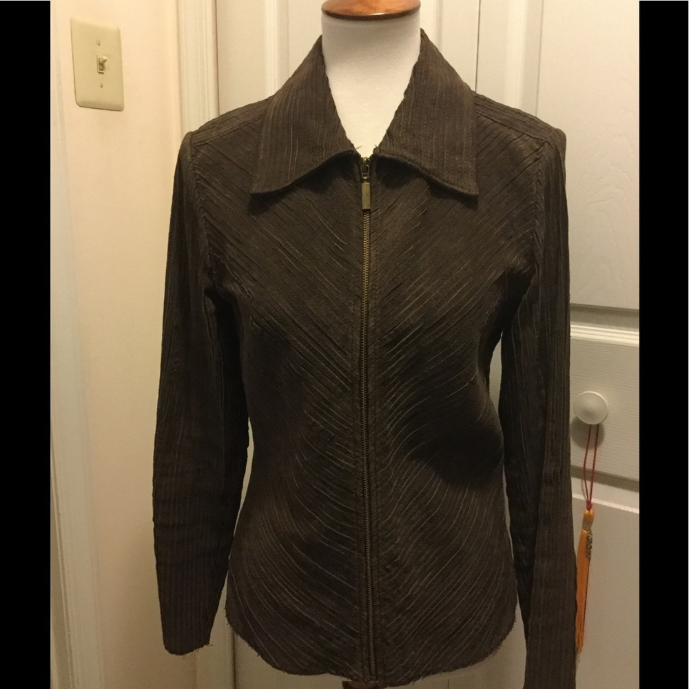 Bamboo Traders brown suede zip jacket, size S
